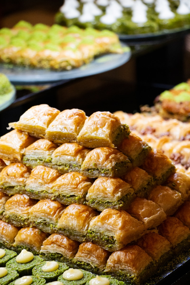 Baklava on copper tray